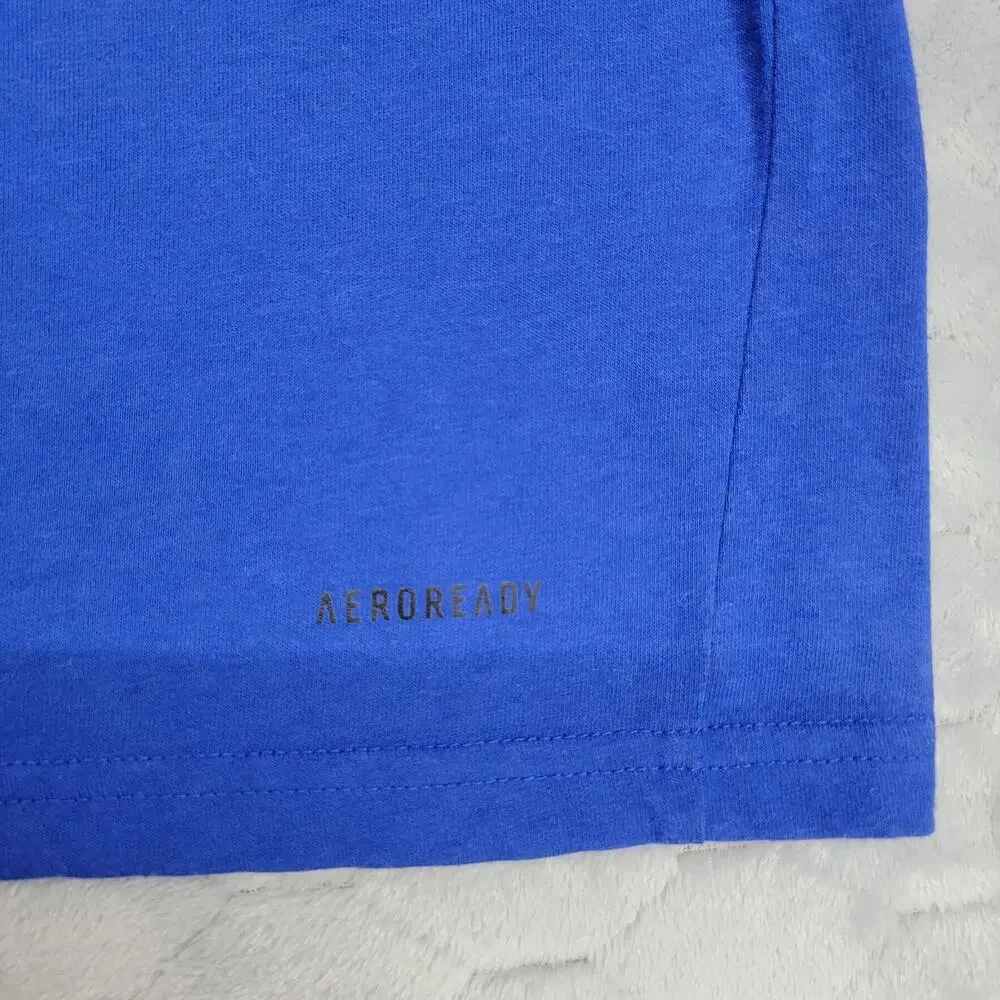 Adidas Aeroready Mens Large Blue Short Sleeve Athletic Training T-Shirt Tee
